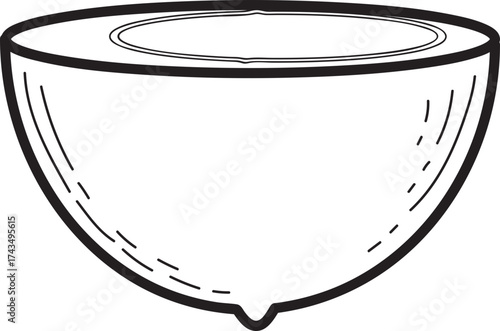 Halved Coconut Line Art Illustration
