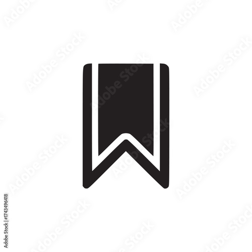 A simple black bookmark icon isolated on a white background providing a clean and minimalist design