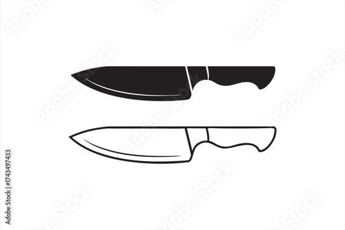 Black and white knife vector illustration for cooking and restaurant branding.