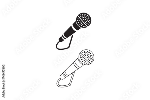 Podcast microphone vector for radio, music, and digital media content creation.