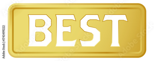 プレートに切り抜かれた「BEST」の文字。白背景にベクターイラスト。