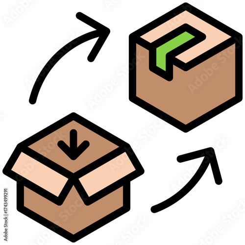 Packaging icon for shopping store, business, website, application, printing, document, poster design, etc