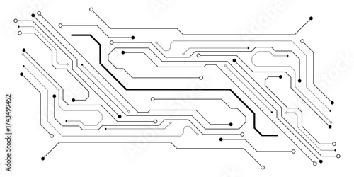 Abstract futuristic circuit board Illustration, Circuit board with various technology elements. Circuit board pattern for technology background. Vector illustration