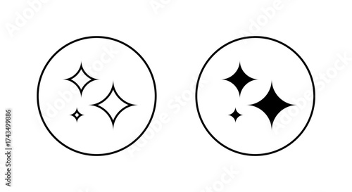 AI generate sparkle icon in circular outline. Artificial intelligence magic and smart effect symbol