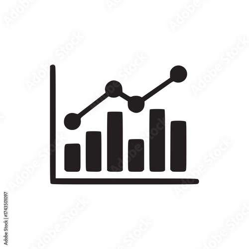 A simple black and white line graph and bar graph showing trends and data representation clearly shown