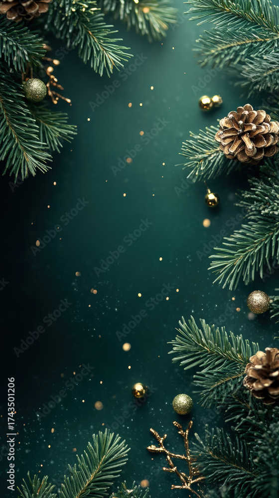 custom made wallpaper toronto digitalA beautiful Christmas background featuring evergreen branches and golden decorations.