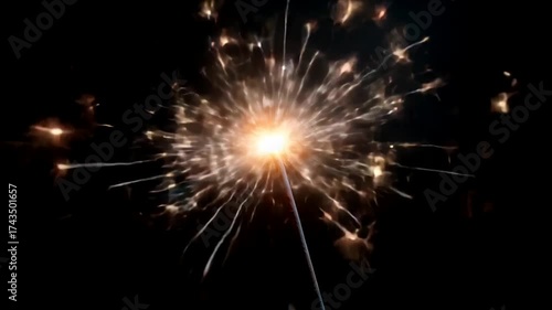 Wallpaper Mural Close-up of a sparkling firework, bright trails of light against a dark backdrop, festive celebration mood for New Year's Eve or Diwali Torontodigital.ca