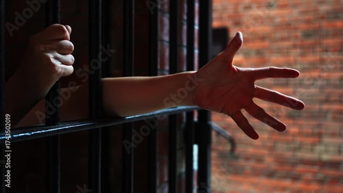 Women's hands on prison railings