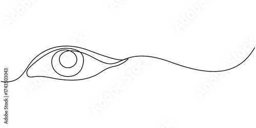 Eyes continuous one line drawing outline vector icon, Hand drawn human eye with wave lines, Single continuous one line art female watch eye, Eye one art continuous, Eye one art continuous line drawing