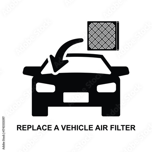Replace a vehicle air filter icon isolated on backgroound vector illustration. Non AI generate