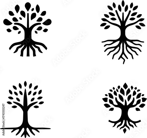 Tree Line Icon – Nature, Environment, and Growth Symbol Vector