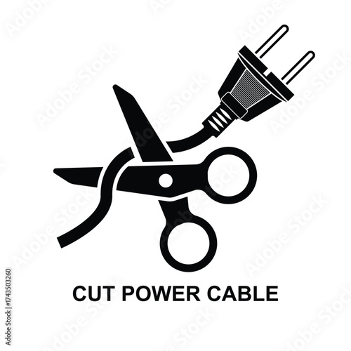 Cut power cable icon isolated on background vector illustration. Non AI generate