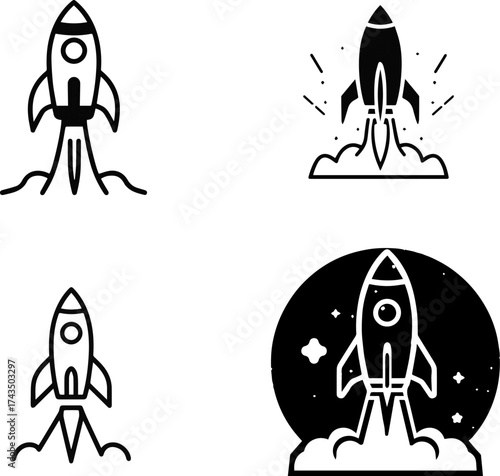 Rocket Line Icon – Startup and Innovation Symbol Vector