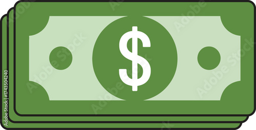 Stack of Dollar Bills Icon – Flat Money and Finance Symbol for Business and Banking Design