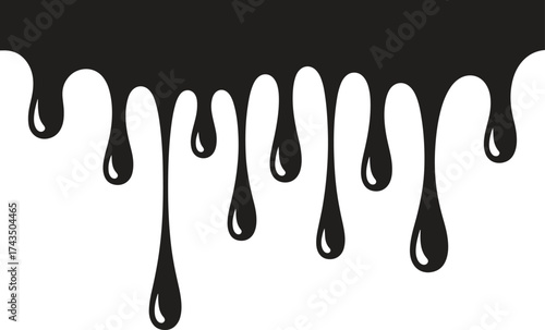 Black Dripping Liquid Effect – Drip Silhouette Vector for Horror, Paint, and Halloween Design