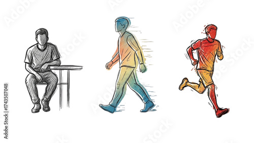 People Outlines Vector Set – Walking, Standing, Talking, Creative Expressive Style Illustration