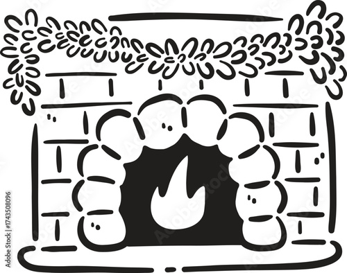 Cozy fireplace with decorative mantle adorned with flowers creates warm and inviting atmosphere, perfect for gatherings and relaxation during chilly evenings