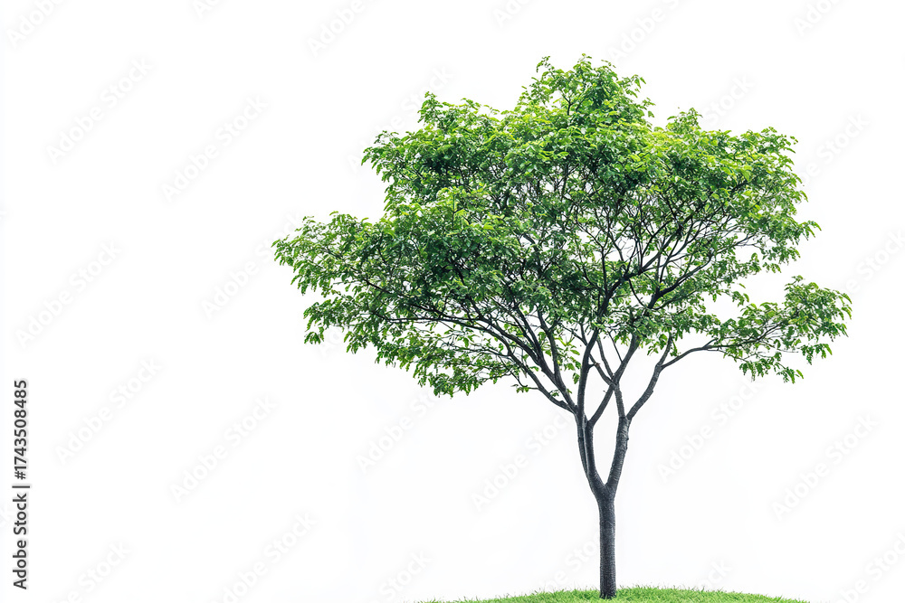 Obraz premium Green deciduous tree isolated on white background.