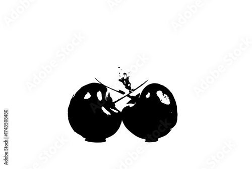 Two dark cherries glistening, a tempting summer treat, fresh from the orchard, ideal for healthy snacking, dessert toppings, or vibrant culinary creations, vector design