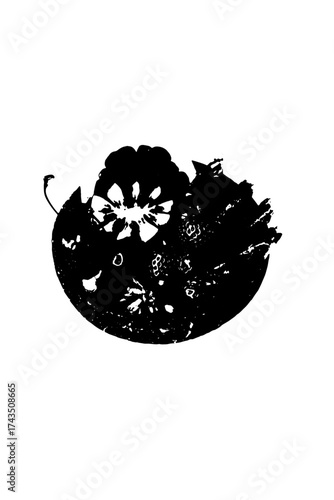 Elegant floral arrangement with roses and blossoms in striking silhouette, perfect for modern designs, invitations, or romantic projects, conveying beauty and sophistication