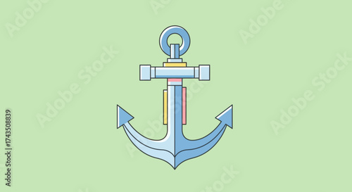 Illustration of a Classic Maritime Anchor with Detailed Design.