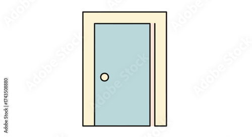Illustration of a Closed Interior Door with Knob.