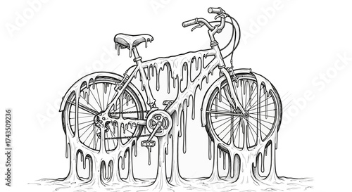 Melting Bicycle - A Surreal and Artistic Depiction of Transportation.