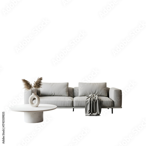 Wallpaper Mural Elegant Interior Scene Features Sofa, Table, and Vase with Pampas Grass in 3D Rendering Torontodigital.ca