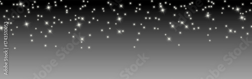 Shining white stars scattered on a dark gradient background. Vector illustration of sparkling lights and twinkles for festive, magical, and elegant decorative designs