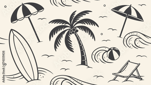 Artistic hand drawn seamless pattern design with vibrant colors and clean lines perfect for textiles wallpapers and digital backgrounds