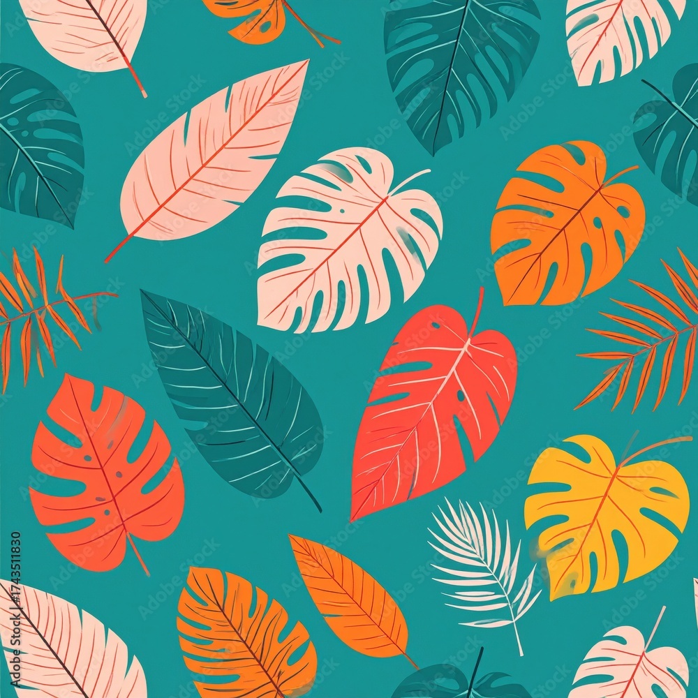 Fototapeta premium Colorful Tropical Leaves Pattern Design