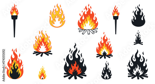 Ignite your designs with these vibrant flame illustrations perfect for adding warmth and energy to your projects today