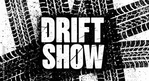 Get Ready for the Ultimate Drift Show Adventure, Featuring Intense Motorsport Action and Tire-Screeching Thrills on a Black and White Backdrop
