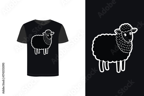 Tshirt mockup sheep graphic dark t shirt design vector