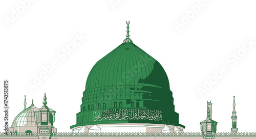 Stunning Masjid Nabawi illustration for Ramadan, Eid, or Islamic design projects, bring a touch of elegance to your visual content today
