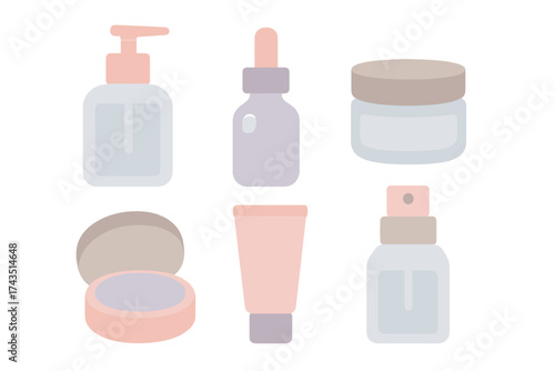 Modern set of cosmetic product containers for skincare and beauty packaging design