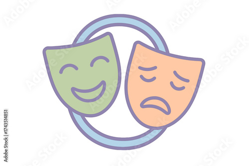 Classic drama masks symbolizing happiness and sadness for theater performance