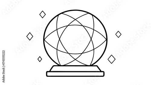 Minimalist crystal ball with spark line art