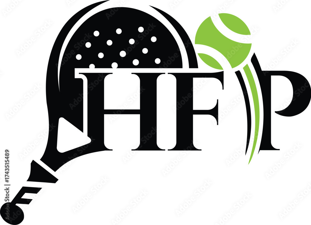 Obraz premium Letter HFP Padel Tennis Logo. Padel Racket Logo Design.