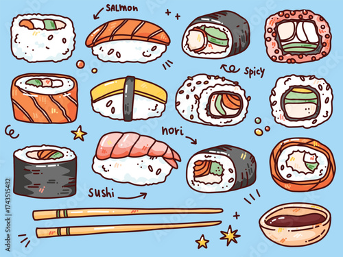 vector sushi set