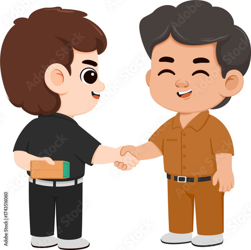 Illustration of Politicians Shaking Hands While Exchanging Envelope