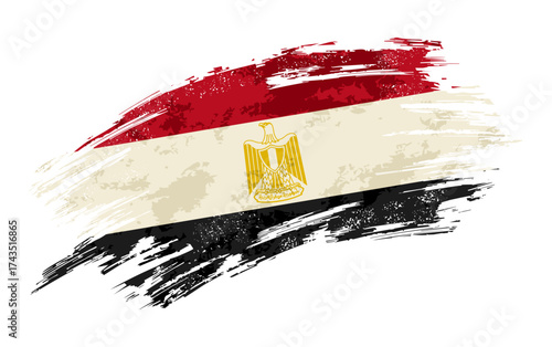 Egyptian flag grunge brushstroke texture background. Vector illustration.