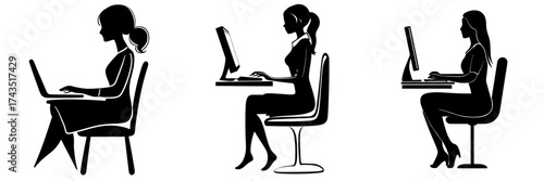 A woman is utilizing a computer while being offered personalized online curating services that cater to her preferences and lifestyle, as depicted in a flat modern illustration