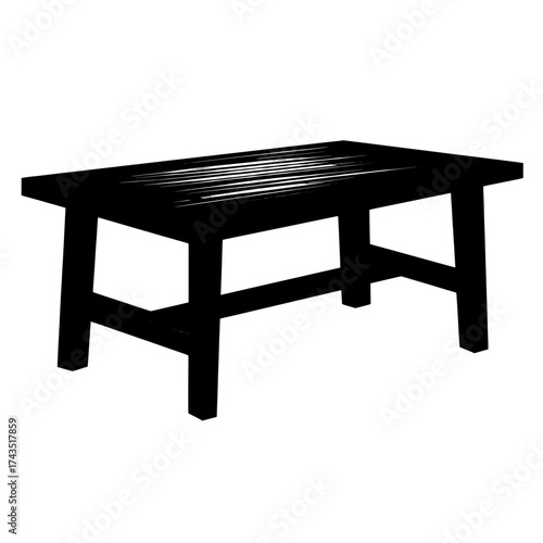 Brown wood desk surface, possibly used in a kitchen or office, is depicted from a particular viewpoint on a transparent background, serving as a modern 3D tabletop design element