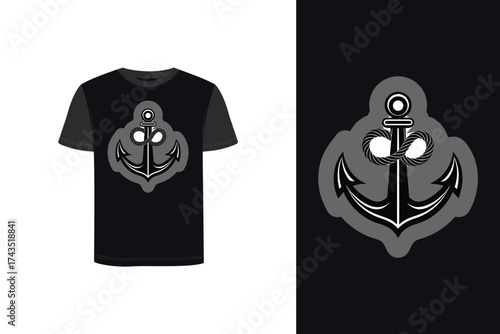 Tshirt mockup t shirt with anchor graphic separate anchor emblem vector