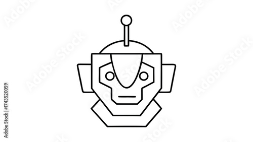 Minimalist robot head line art with antenna