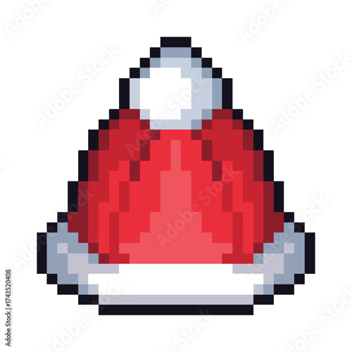 this christmas hat icon in pixel art with simple color and white background ,this item good for presentations, stickers, icons, t shirt design,game asset,logo and your project.