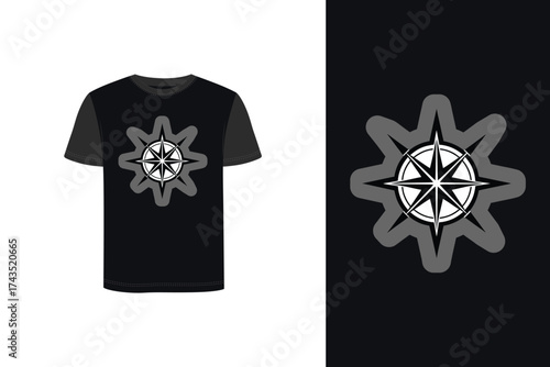 Tshirt mockup t shirt with compass rose graphic clothing apparel