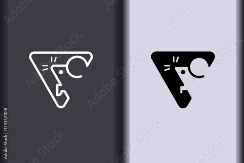 Vector rat, mouse minimal flat icon simple concept design. Curve line and object shape creative logo design isolated on background.