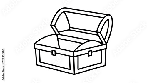 Minimalist open treasure chest line art design